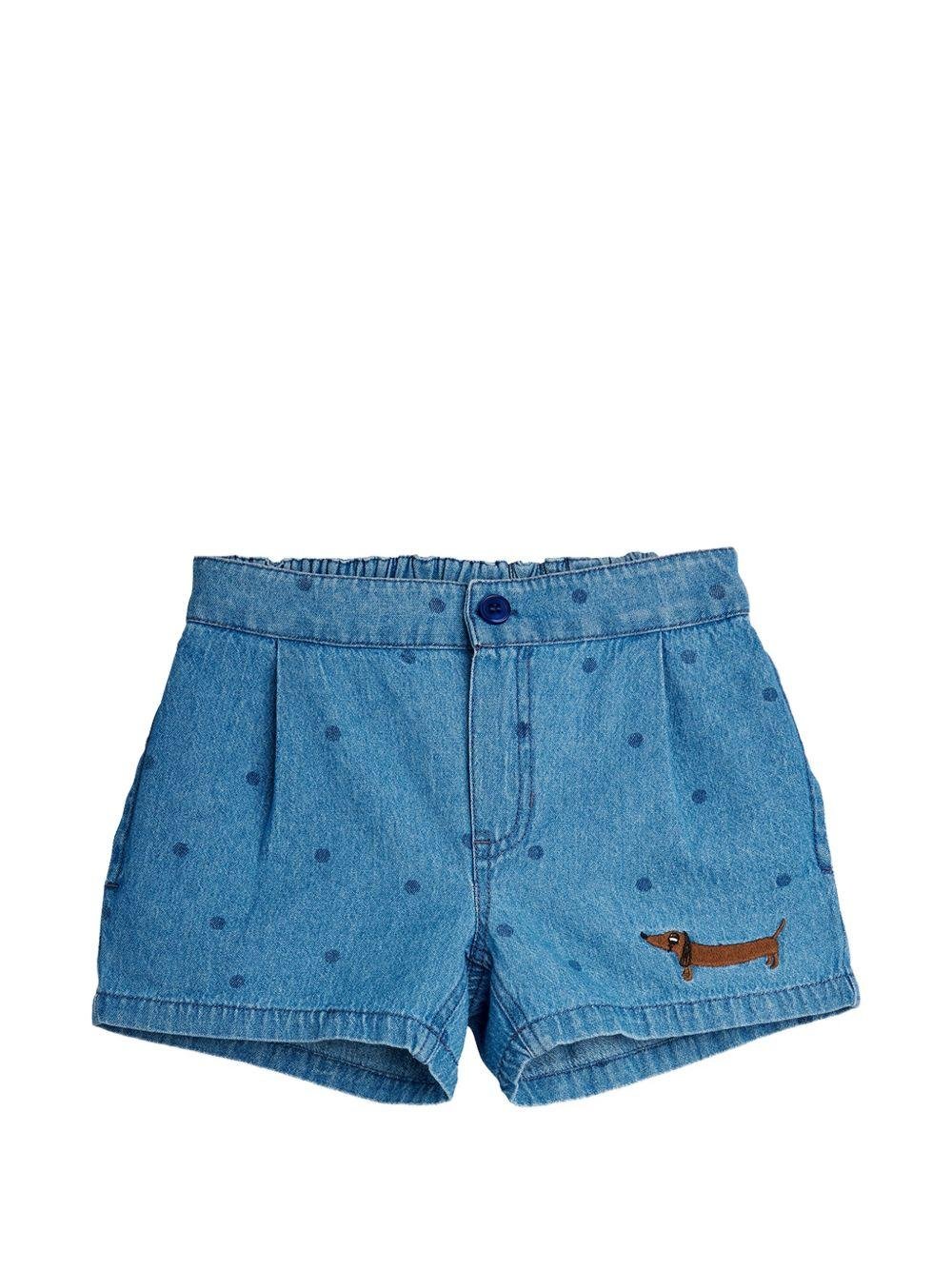 Shorts per bambino Mini Rodini denim con ricamo bassotto - Rubino Kids