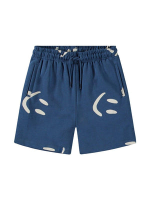 Shorts per bambino Molo Amil blu con stampa smiley all-over