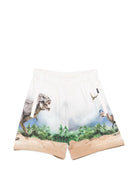 Shorts per bambino Molo bianco con stampa grafica dinosauri - Rubino Kids