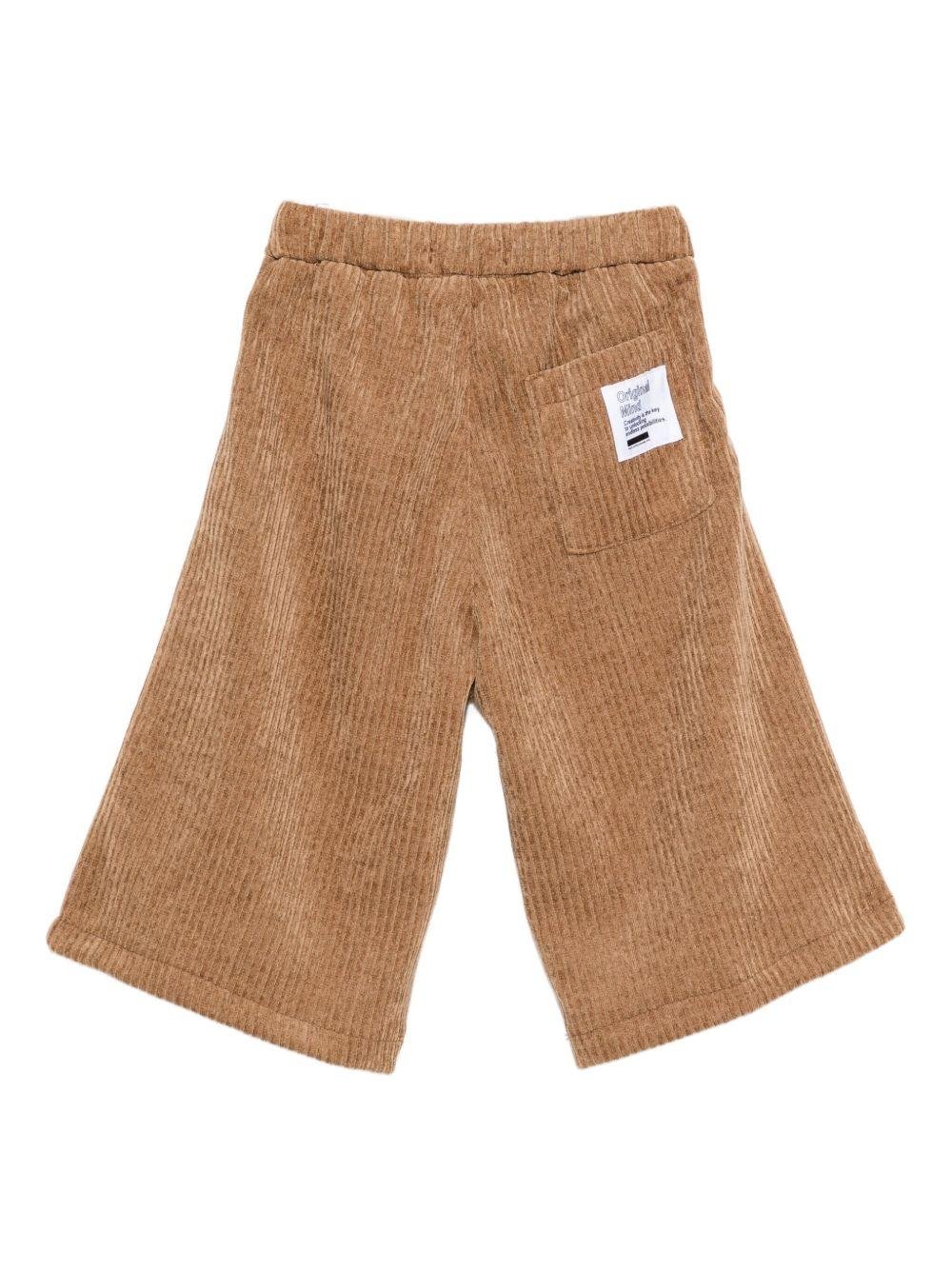 Shorts per bambino Paolo Pecora Kids marrone a coste con coulisse - Rubino Kids