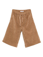 Shorts per bambino Paolo Pecora Kids marrone a coste con coulisse - Rubino Kids