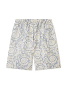 Shorts per bambino Versace Kids grigio con stampa barocca - Rubino Kids