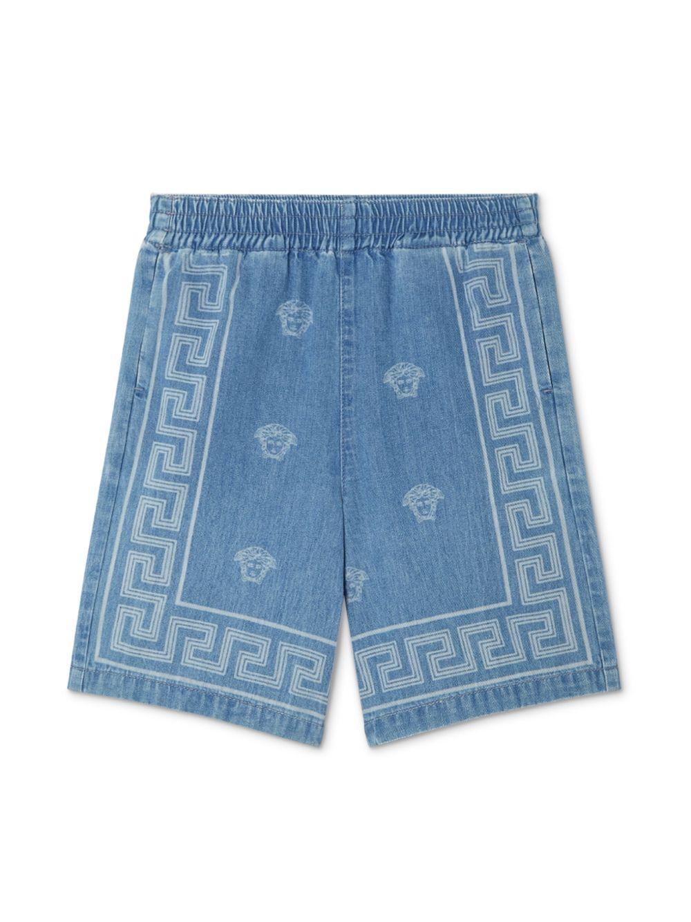 Shorts per bambino Versace Kids Medusa Bandana in denim con motivo testa di Medusa - Rubino Kids