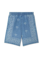 Shorts per bambino Versace Kids Medusa Bandana in denim con motivo testa di Medusa - Rubino Kids