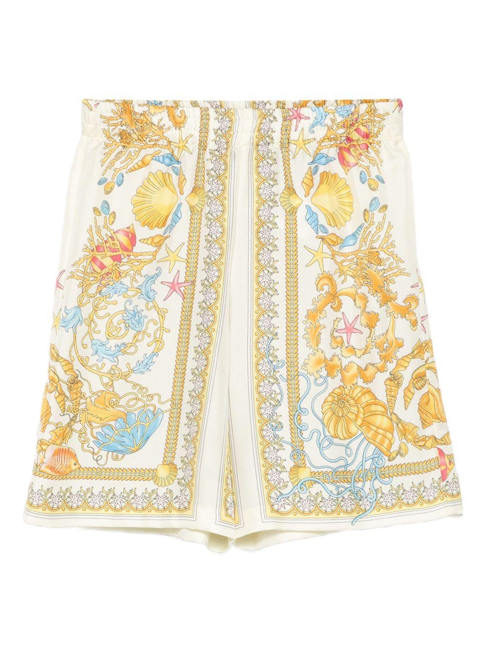 Shorts per bambino Versace Kids multicolore con stampa Underwater Barocco - Rubino Kids