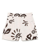 Shorts per donna Scotch & Soda beige con stampa grafica e dettagli plissettati - Rubino Kids