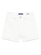 Shorts per donna Scotch & Soda bianco a vita alta con patta e bottone nascosti - Rubino Kids