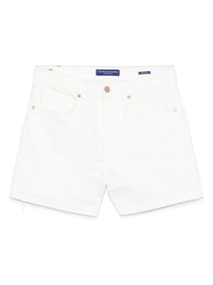 Scotch & Soda women's white high-waisted shorts with hidden fly and button