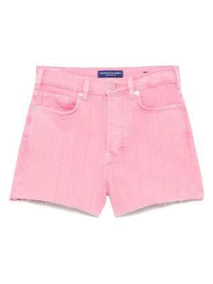 Scotch & Soda women's pink denim shorts with raw hem