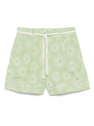 Shorts per donna Scotch & Soda verde con ricamo a fiori - Rubino Kids