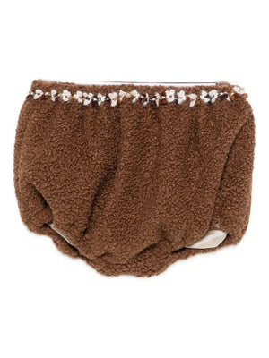 Shorts per neonata A'lapage marroni con ricamo floreale