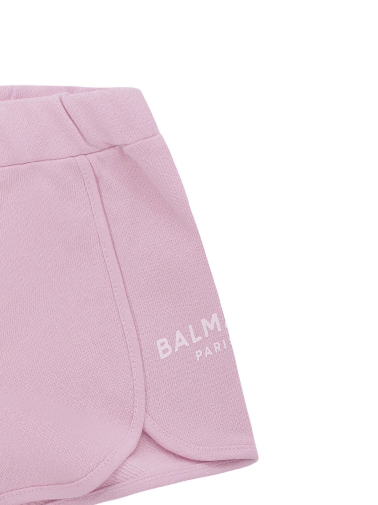 Shorts per neonata Balmain Kids rosa con logo sul davanti - Rubino Kids