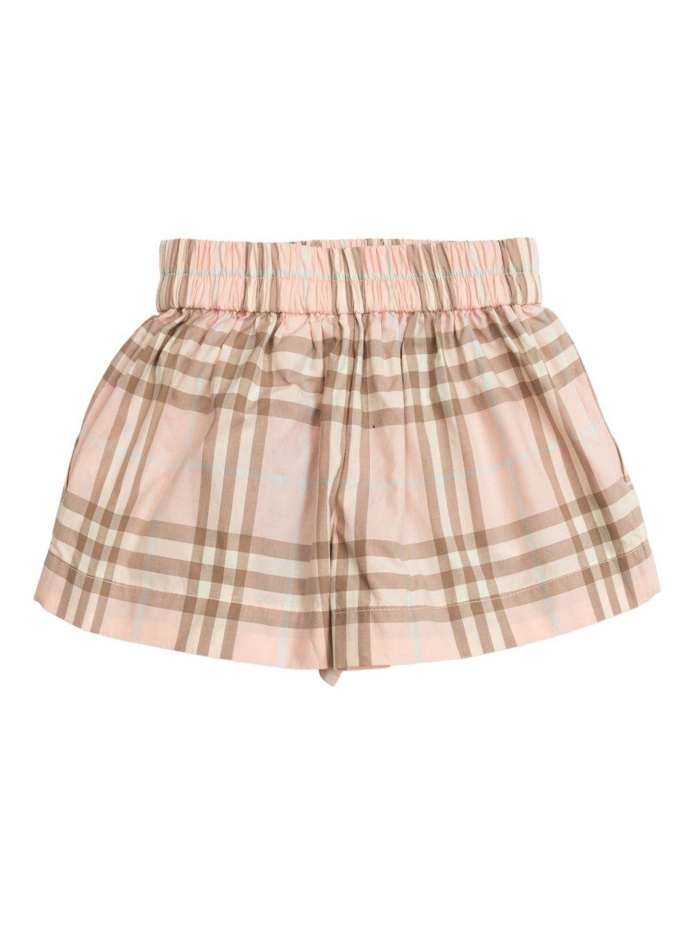 Shorts per neonata Burberry Kids rosa con motivo a quadri - Rubino Kids