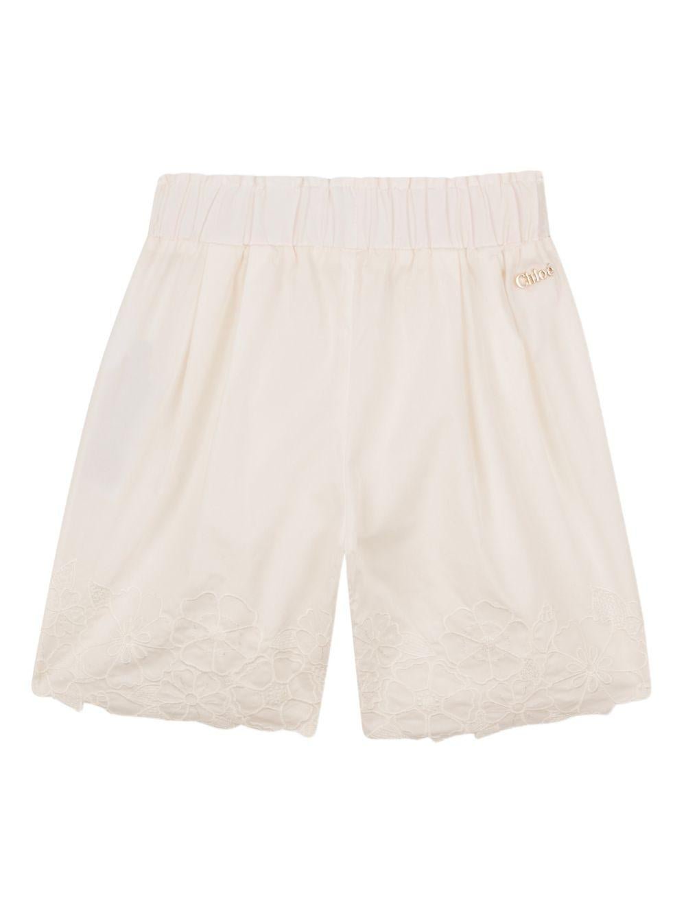 Shorts per neonata Chloé Kids bianchi con elastico in vita - Rubino Kids