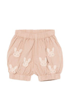 Shorts per neonata Donsje rosa con ricamo conigli - Rubino Kids