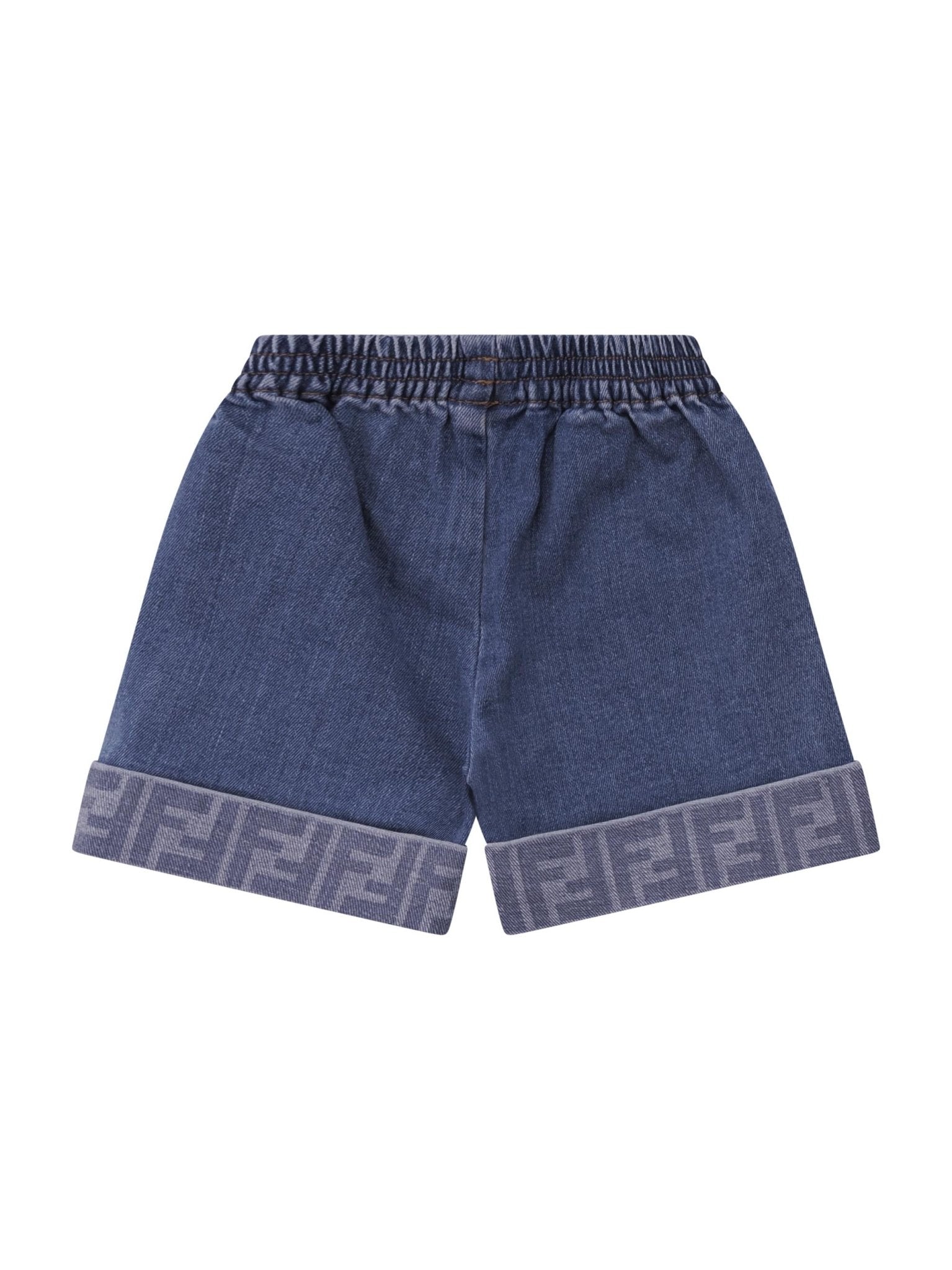 Shorts per neonata Fendi Kids denim con dettaglio logo FF - Rubino Kids