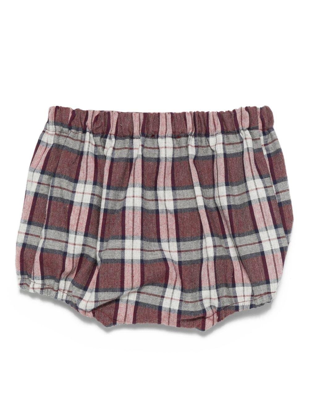 Shorts per neonata Mariella Ferrari bordeaux e bianco con motivo a quadri - Rubino Kids