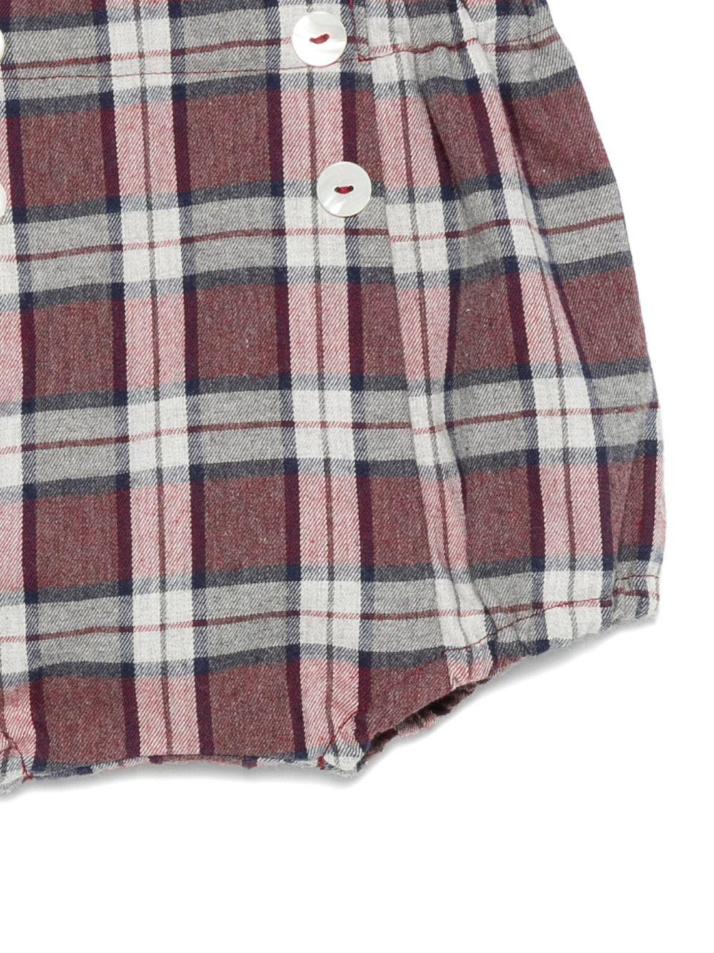 Shorts per neonata Mariella Ferrari bordeaux e bianco con motivo a quadri - Rubino Kids