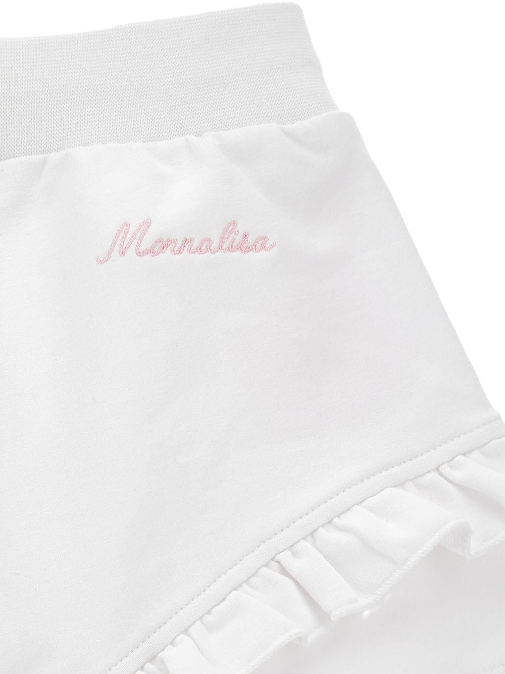 Shorts per neonata Monnalisa bianco con ricamo a fiori - Rubino Kids