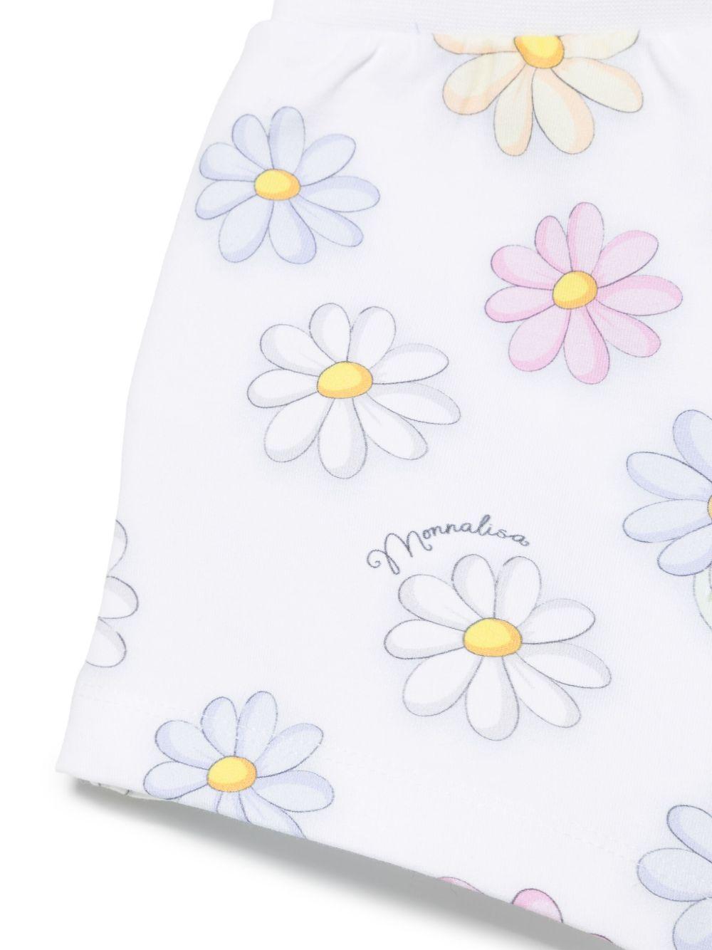 Shorts per neonata Monnalisa bianco con stampa a fiori - Rubino Kids