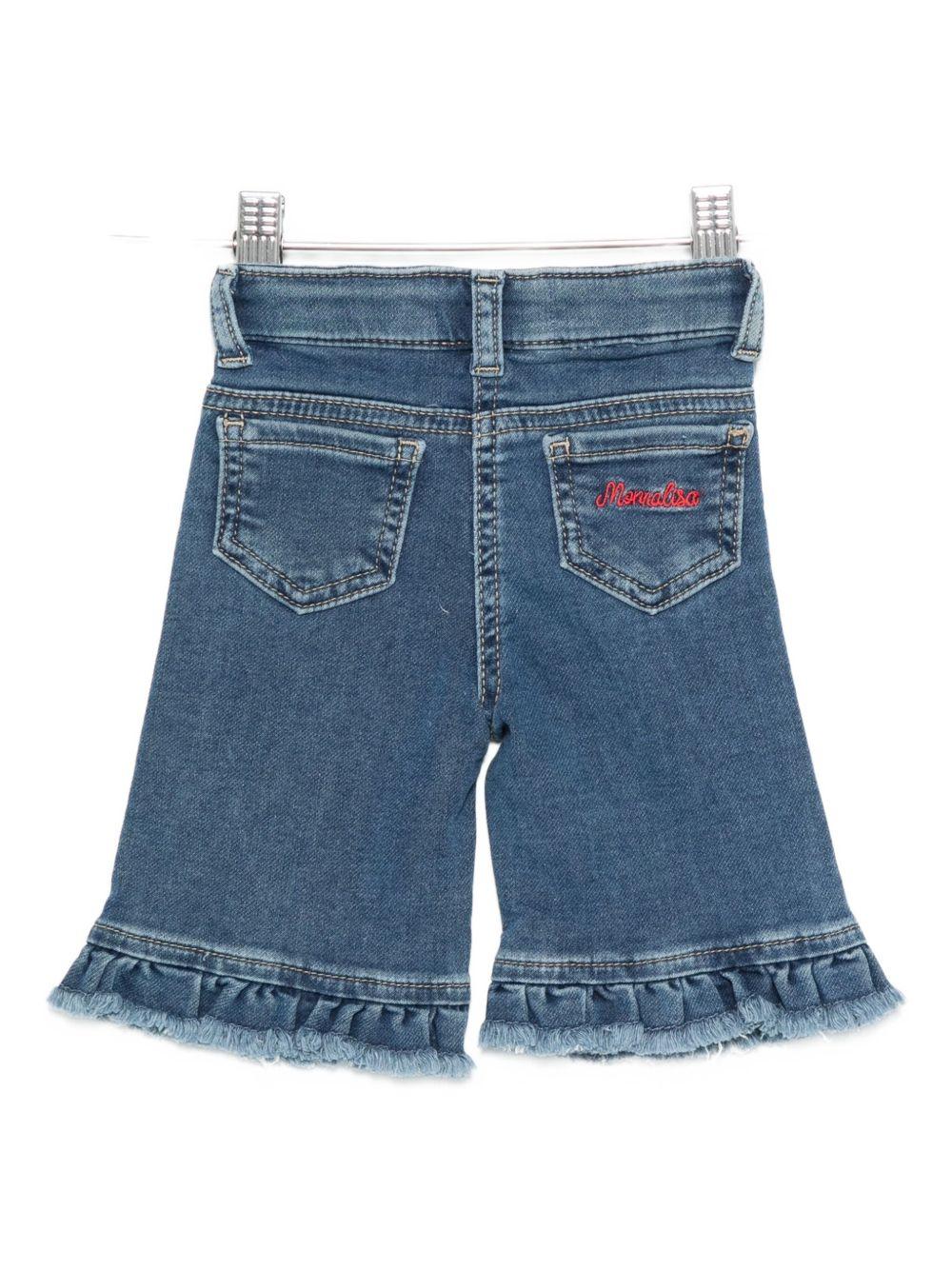 Shorts per neonata Monnalisa denim con ricamo di Minnie Mouse - Rubino Kids