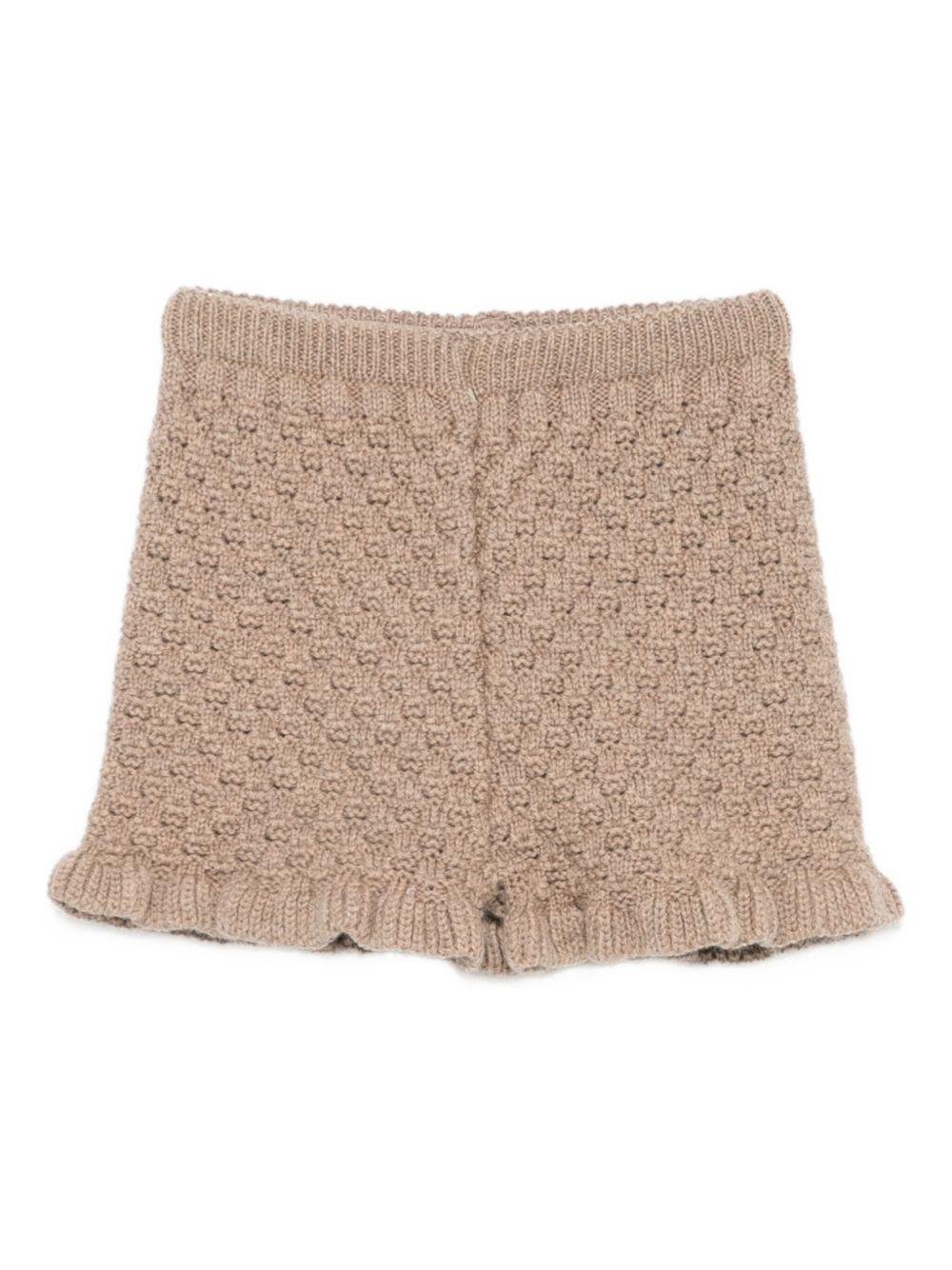 Shorts per neonata Paz Rodríguez beige con orlo arricciato - Rubino Kids