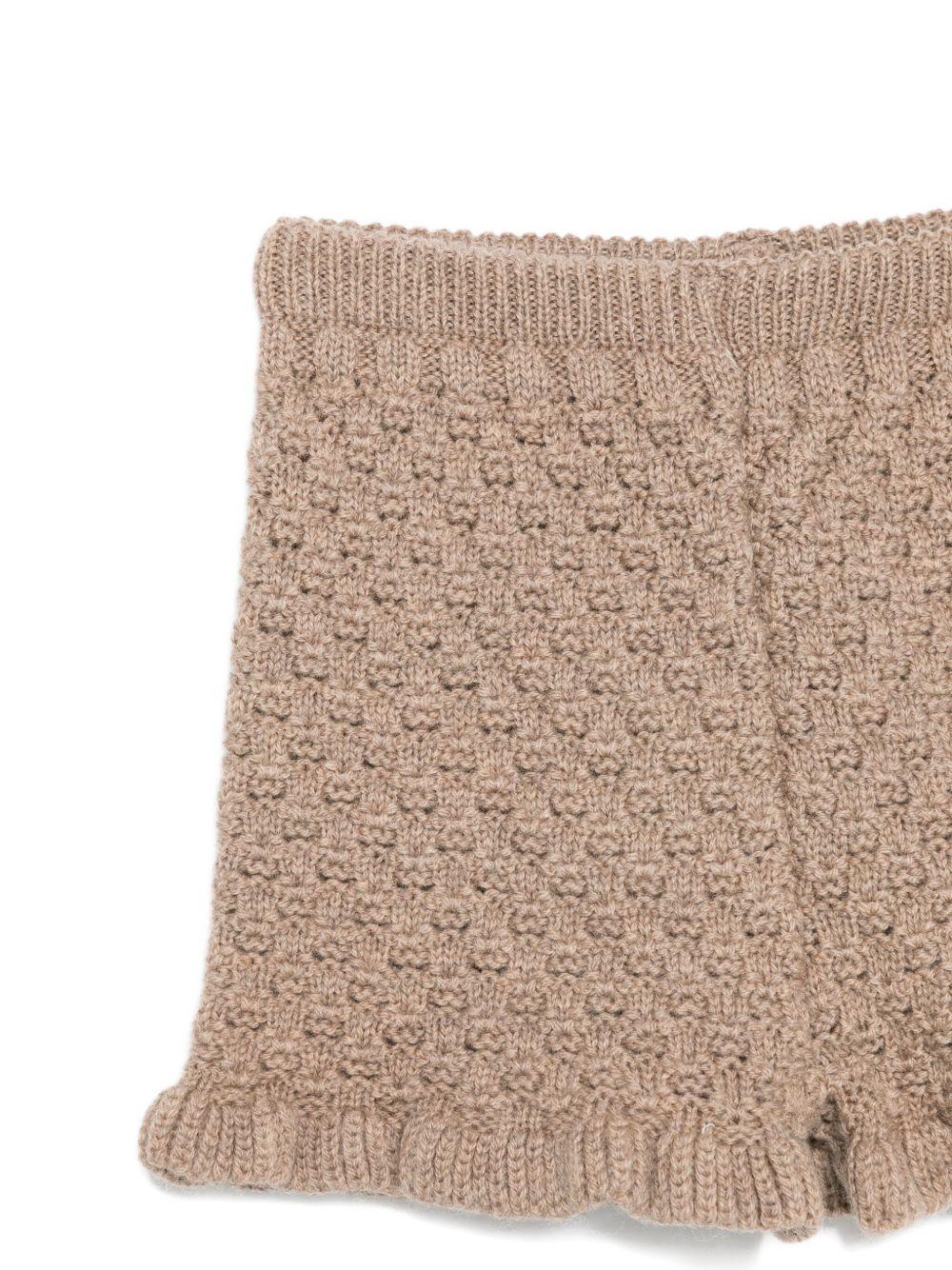 Shorts per neonata Paz Rodríguez beige con orlo arricciato - Rubino Kids