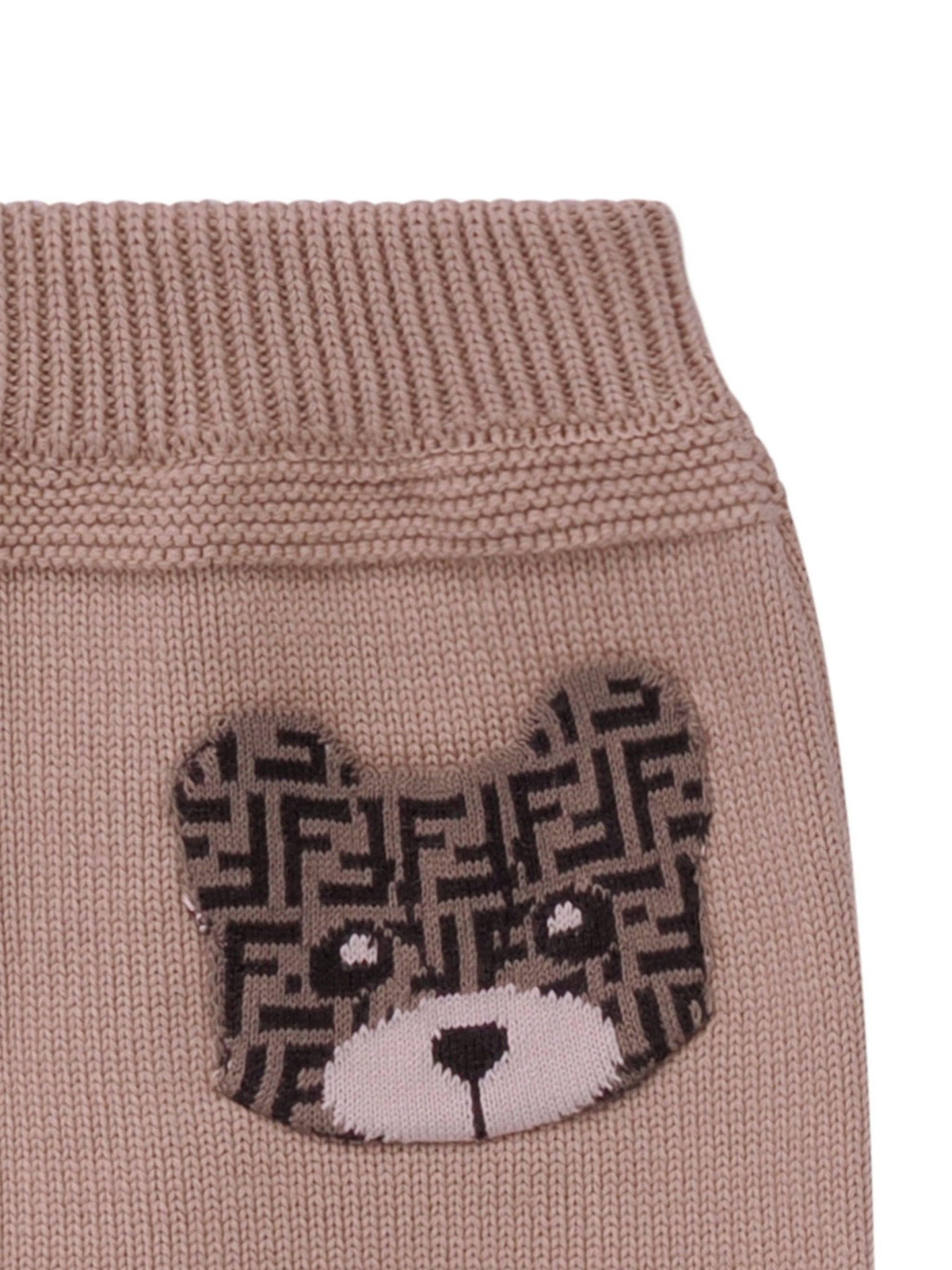Shorts per neonati Fendi Kids beige con ricamo orsetto sul davanti - Rubino Kids