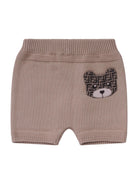 Shorts per neonati Fendi Kids beige con ricamo orsetto sul davanti - Rubino Kids