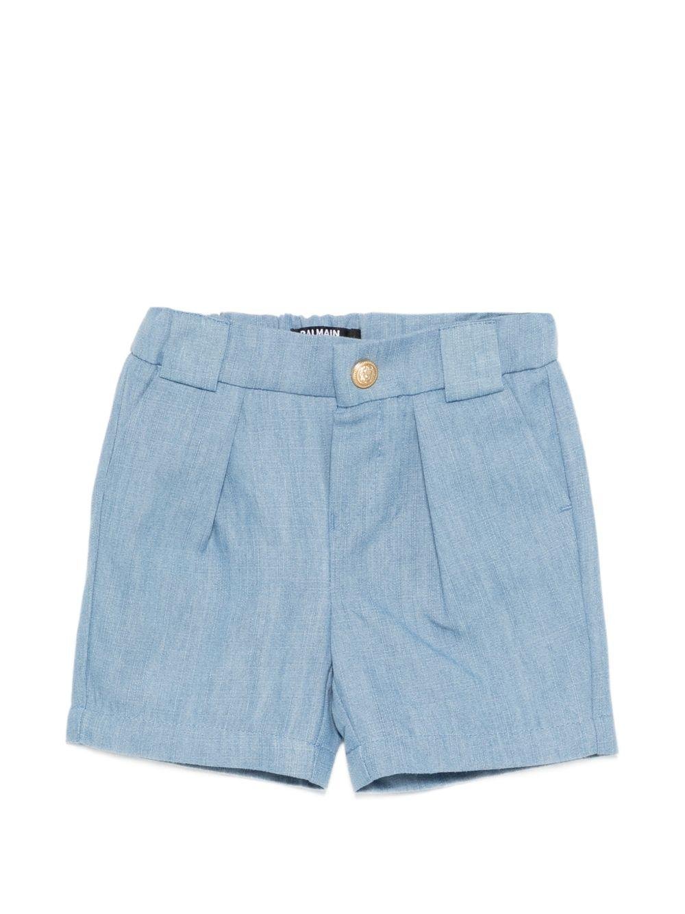 Shorts per neonato Balmain Kids azzurro passanti per cintura - Rubino Kids