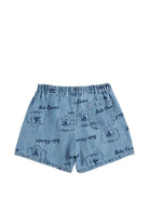 Shorts per neonato Bobo Choses denim con stampa grafica all - over - Rubino Kids