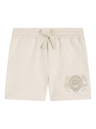 Shorts per neonato Dolce & Gabbana Kids beige con logo sulla gamba - Rubino Kids