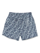 Shorts per neonato Fendi Kids blu con monogramma FF - Rubino Kids