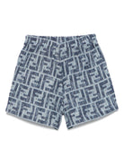 Shorts per neonato Fendi Kids blu con monogramma FF - Rubino Kids