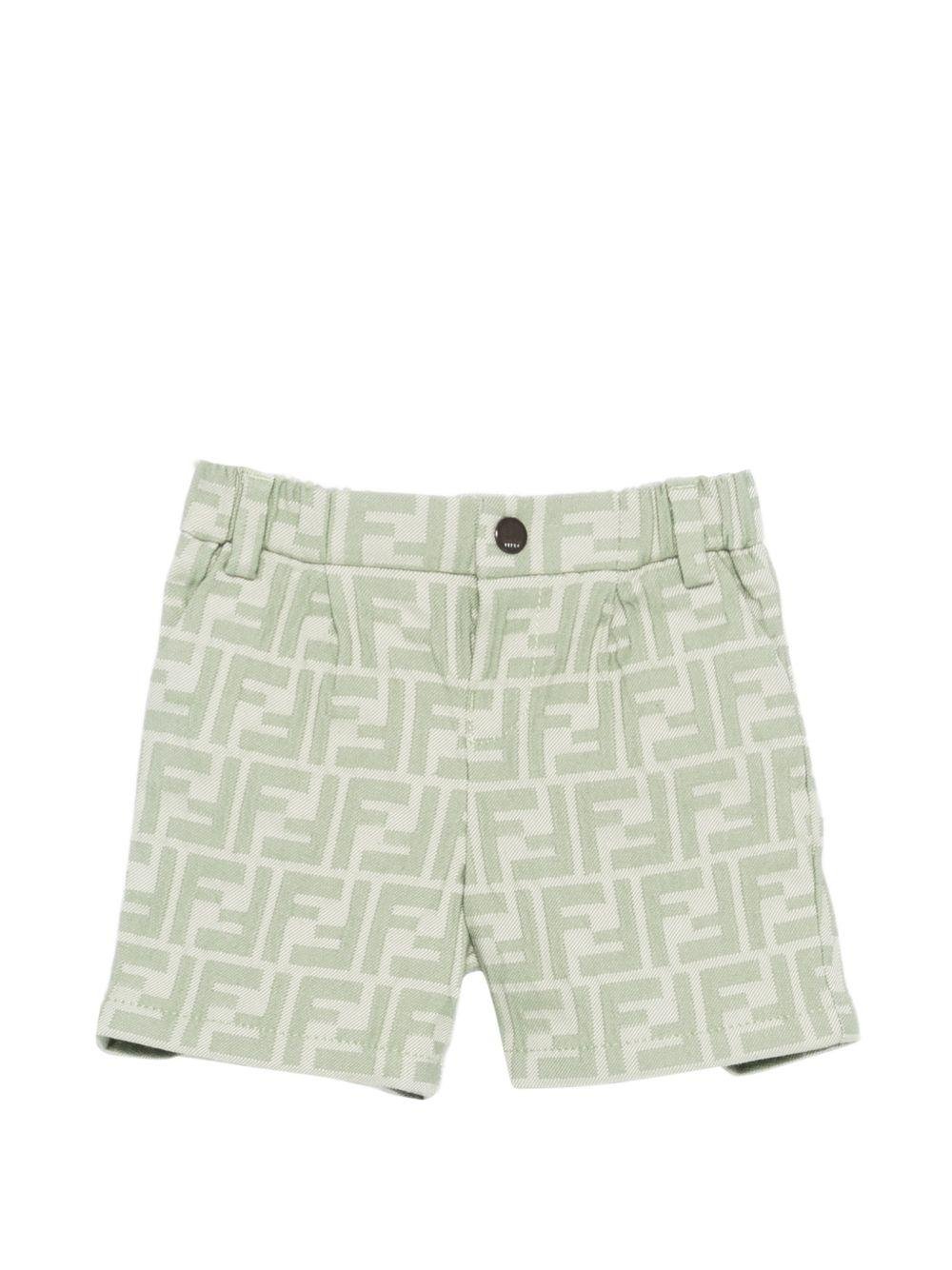 Shorts per neonato Fendi Kids verde con stampa monogramma FF all - over - Rubino Kids