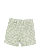 Shorts per neonato Fendi Kids verde con stampa monogramma FF all - over - Rubino Kids