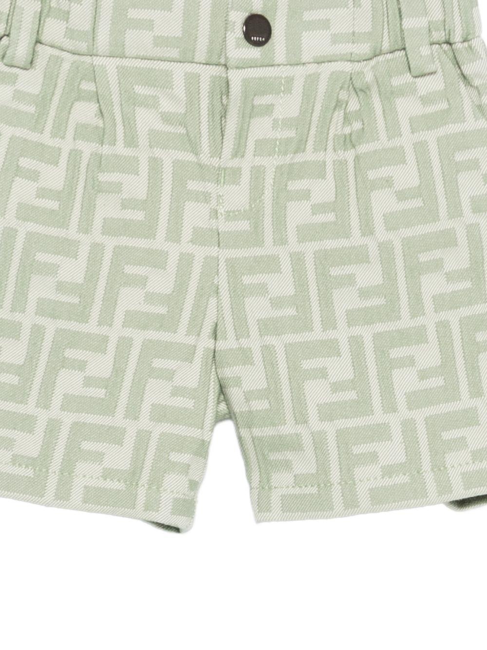 Shorts per neonato Fendi Kids verde con stampa monogramma FF all - over - Rubino Kids