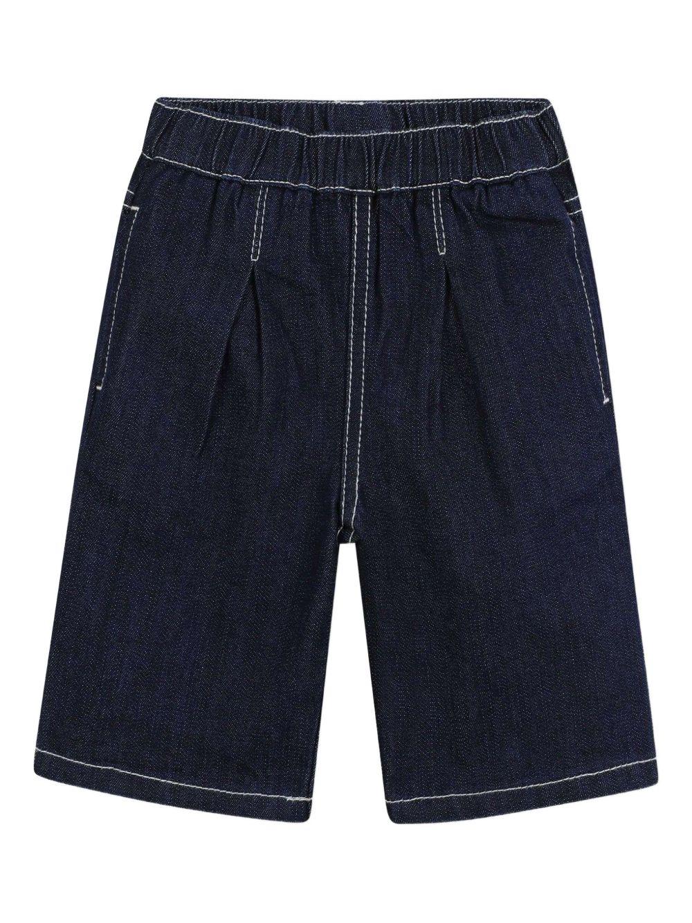 Shorts per neonato Kenzo Kids denim con ricamo con tasca posteriore - Rubino Kids
