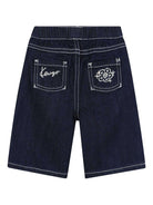Shorts per neonato Kenzo Kids denim con ricamo con tasca posteriore - Rubino Kids