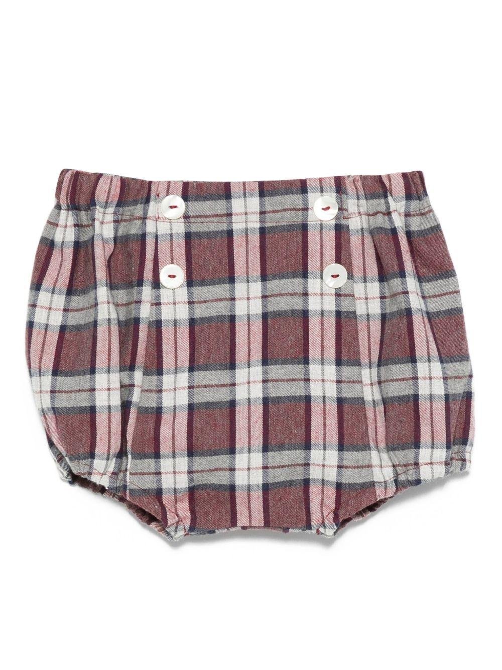 Shorts per neonato Mariella Ferrari bordeaux e bianco con motivo a quadri - Rubino Kids