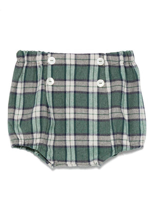 Shorts per neonato Mariella Ferrari verde e bianco con motivo a quadri