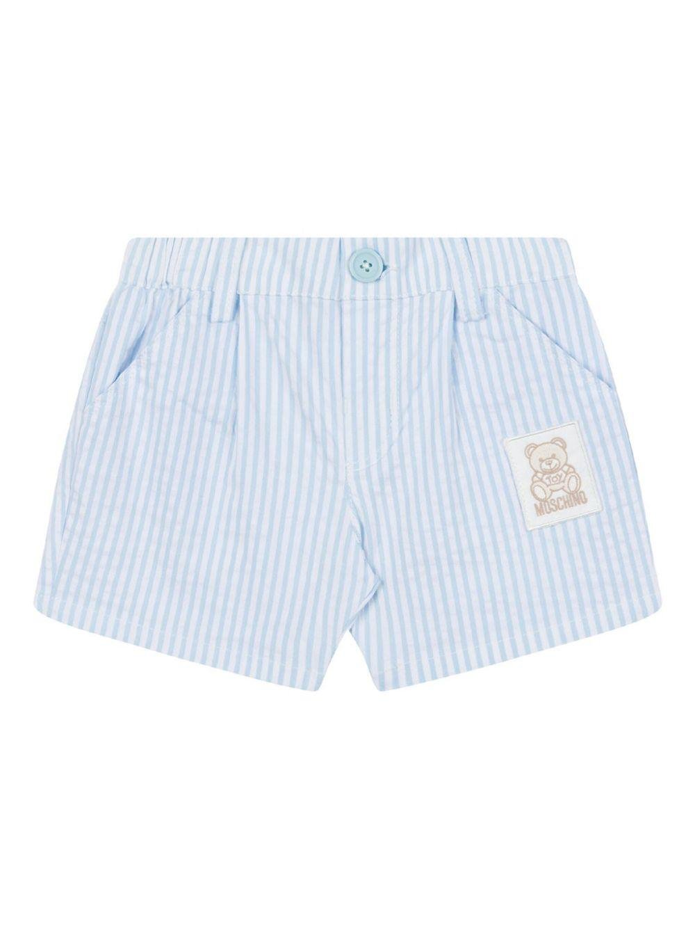 Shorts per neonato Moschino Kids azzurro con caratteristico motivo Teddy Bear - Rubino Kids