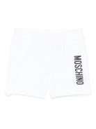 Shorts per neonato Moschino Kids bianco con stampa logo con vita elasticizzata - Rubino Kids