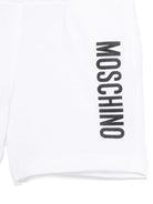 Shorts per neonato Moschino Kids bianco con stampa logo con vita elasticizzata - Rubino Kids