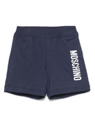 Shorts per neonato Moschino Kids blu con stampa logo con vita elasticizzata - Rubino Kids