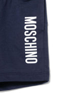 Shorts per neonato Moschino Kids blu con stampa logo con vita elasticizzata - Rubino Kids