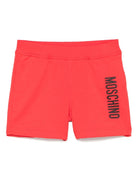 Shorts per neonato Moschino Kids rosso con stampa logo con vita elasticizzata - Rubino Kids