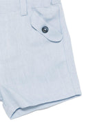 Shorts per neonato Tartine Et Chocolat azzurro in lino con logo sul retro - Rubino Kids