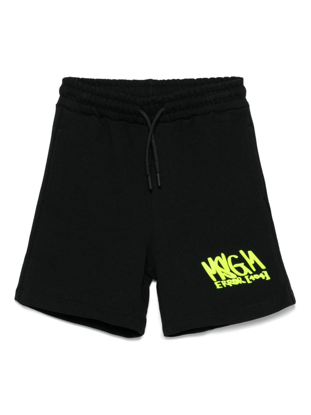 Shorts sportivi con applicazione per bambino MSGM Kids nero con tasca posteriore sagomata - Rubino Kids