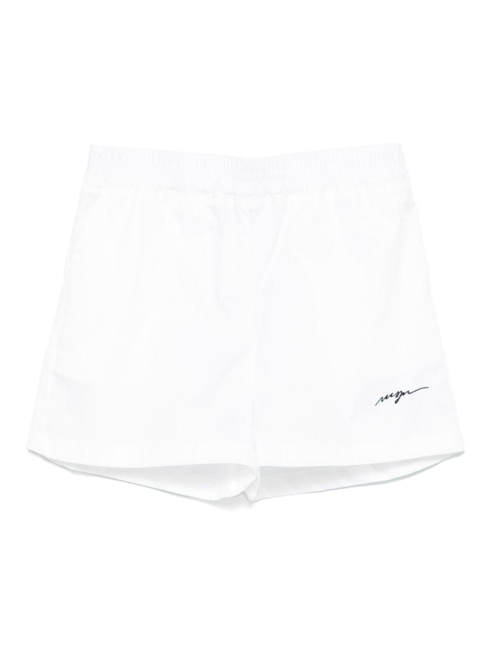 Shorts sportivi con logo per bambina MSGM Kids bianco con vita elasticizzata - Rubino Kids